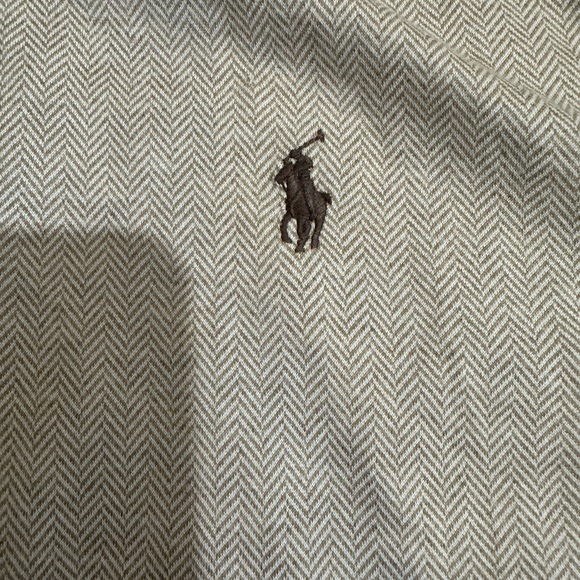 Polo Ralph Lauren Knit Dress Shirt-Tan Herringbone-Size XXL - Picture 4 of 8